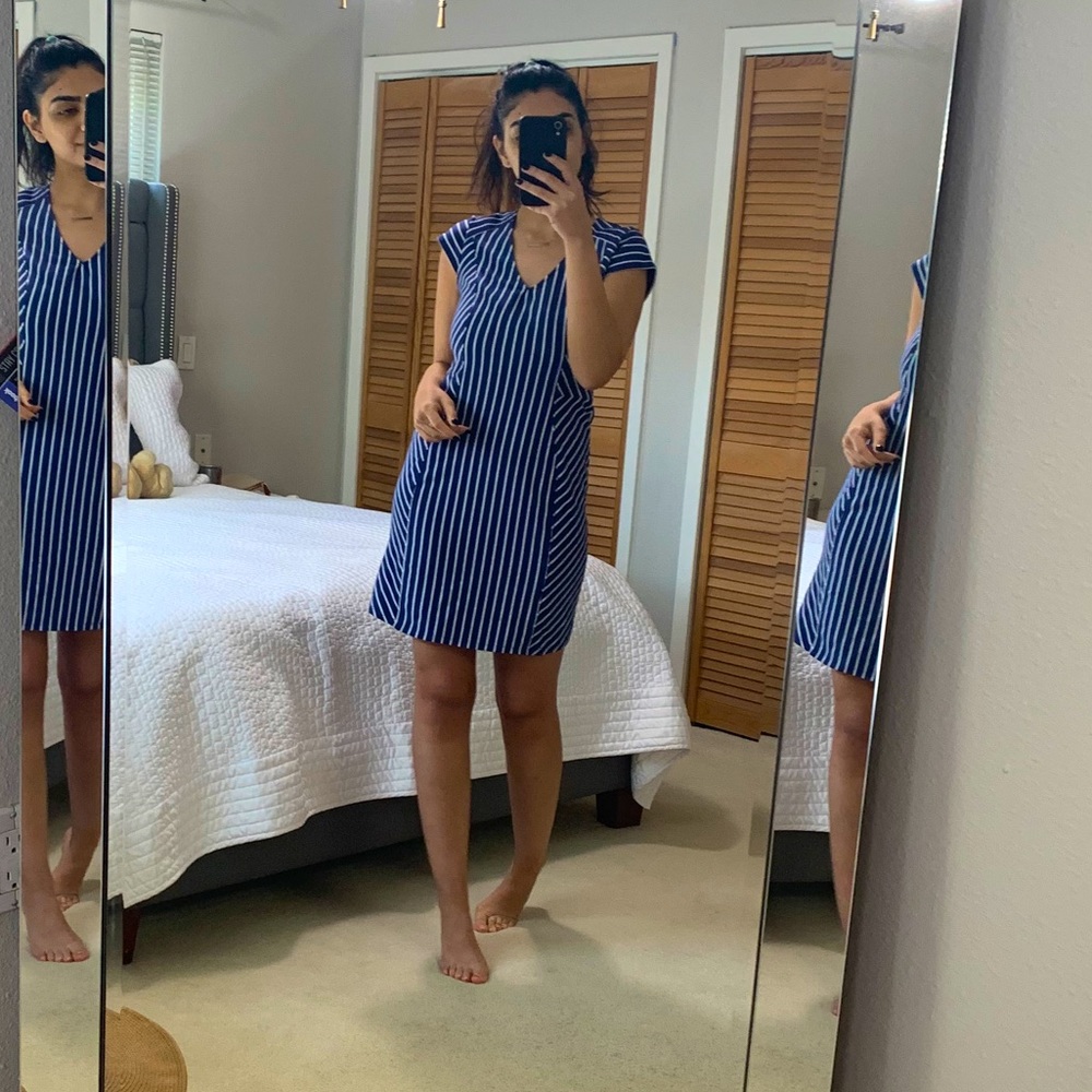 Blue and White Striped Dress